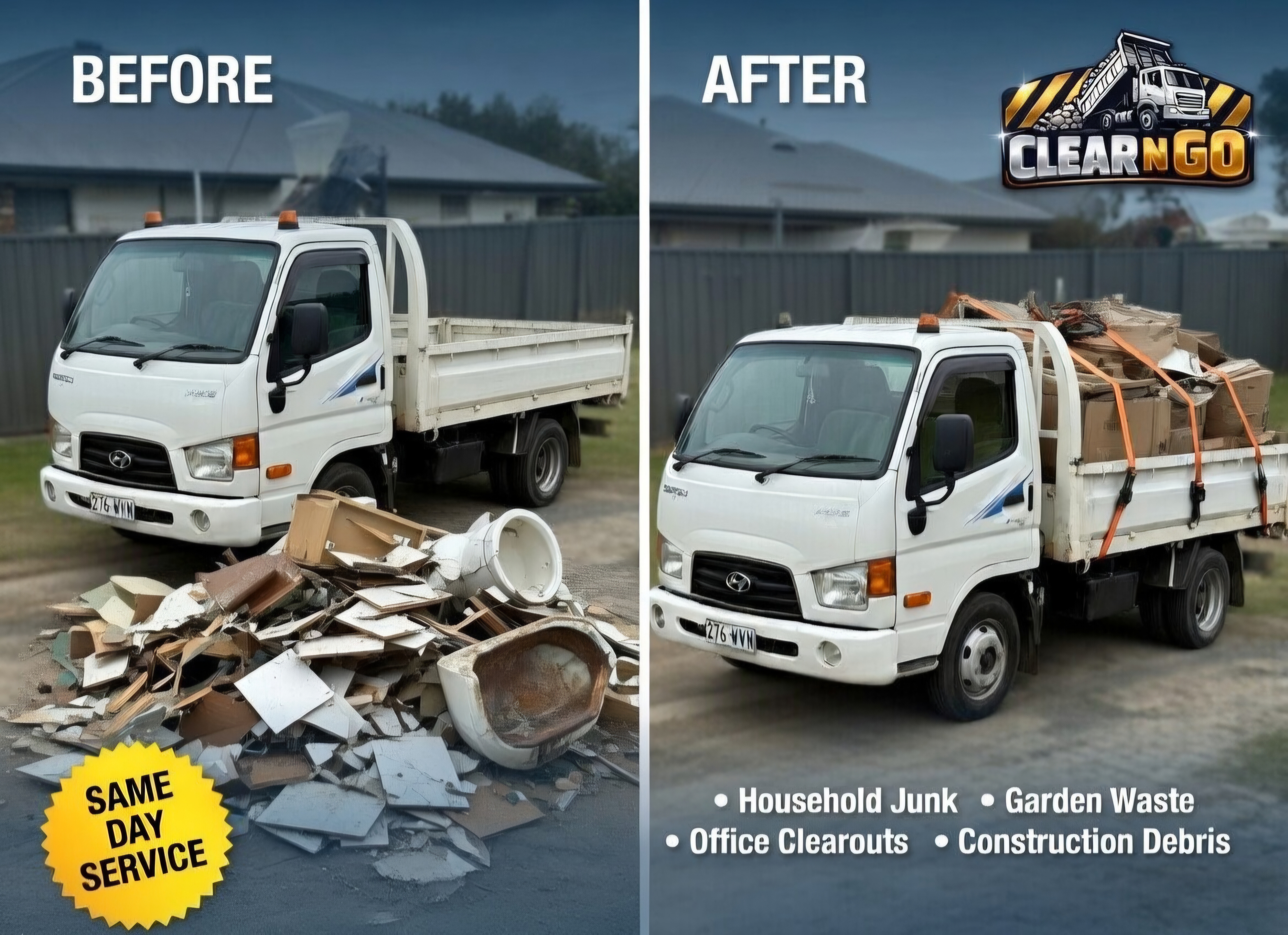 Clear N Go truck at construction site – no permits, no hassle